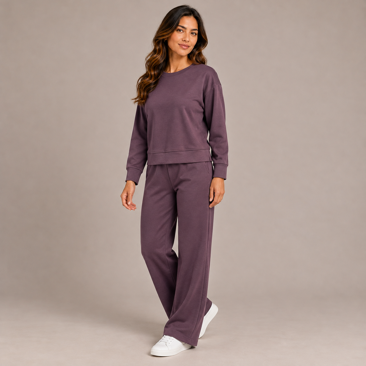 Women’s Sweater & Trousers Set – Navy, Brown & Burgundy