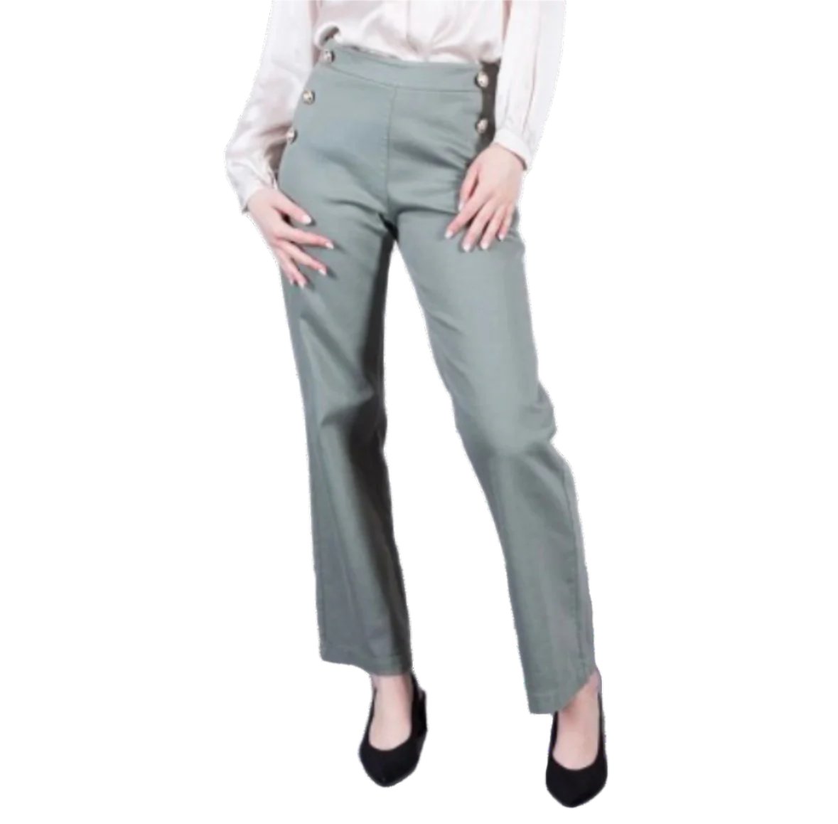 PANTA BOTTONI VERDE MILITARE CHERRY BLEU