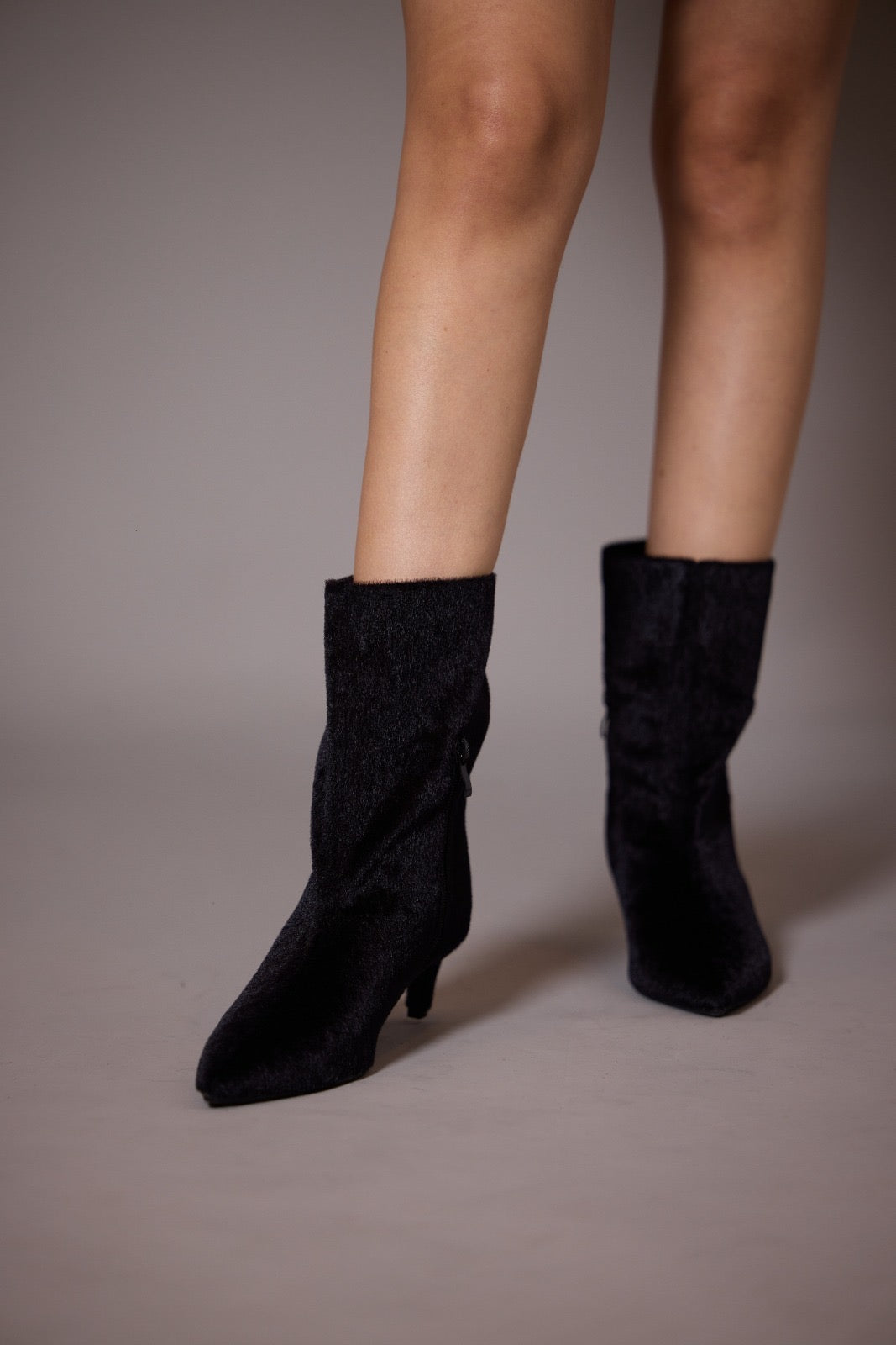 Corina Black textured boots with pointed toe