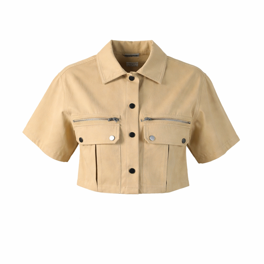 Short sleeves camel shirt jacket CHANCE ITALIA