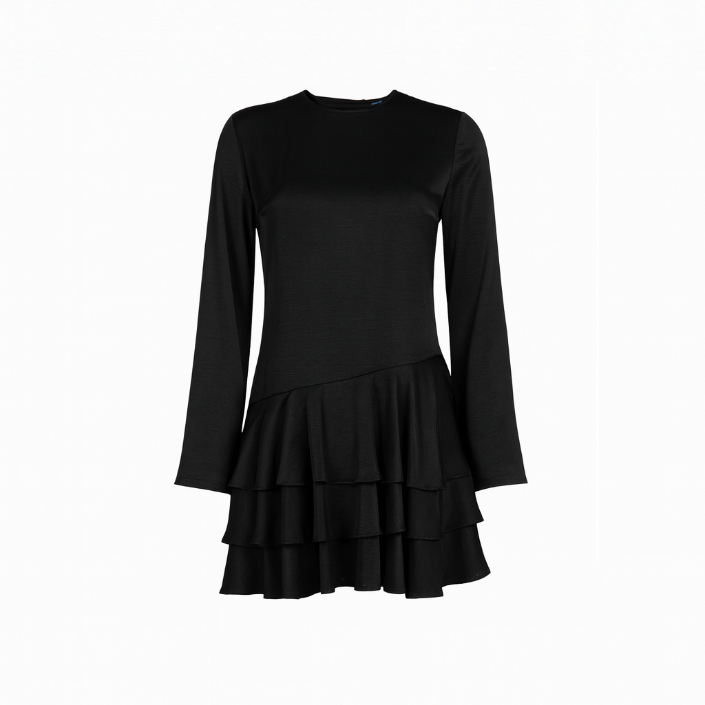 Black asymmetrical dress CHERRY BLUE