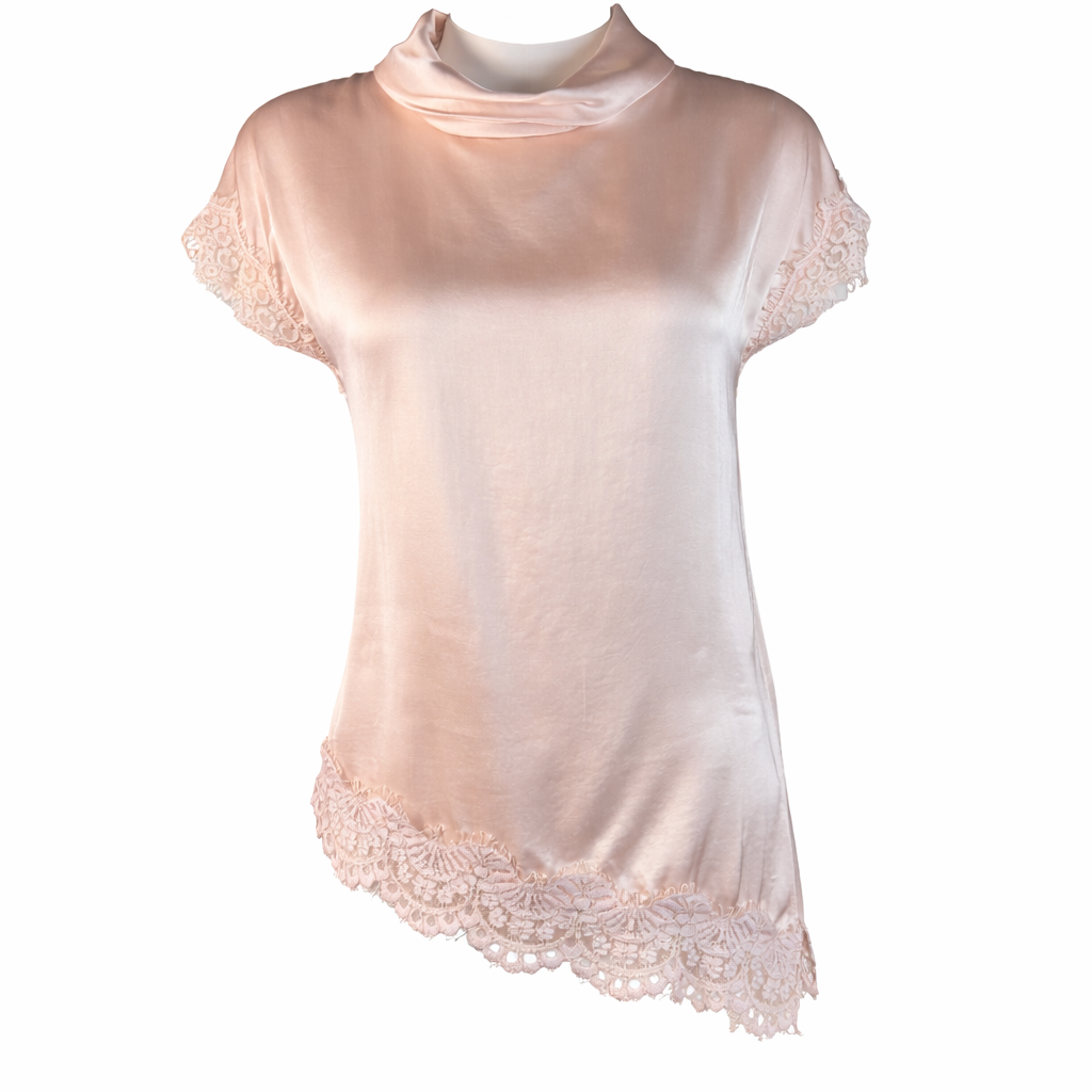 Asymmetrical satin shirt with dentelle GOLD AND GOLD