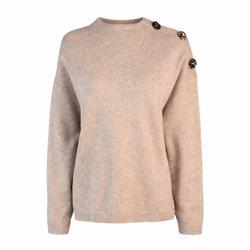 Plain knit with gold button LARA