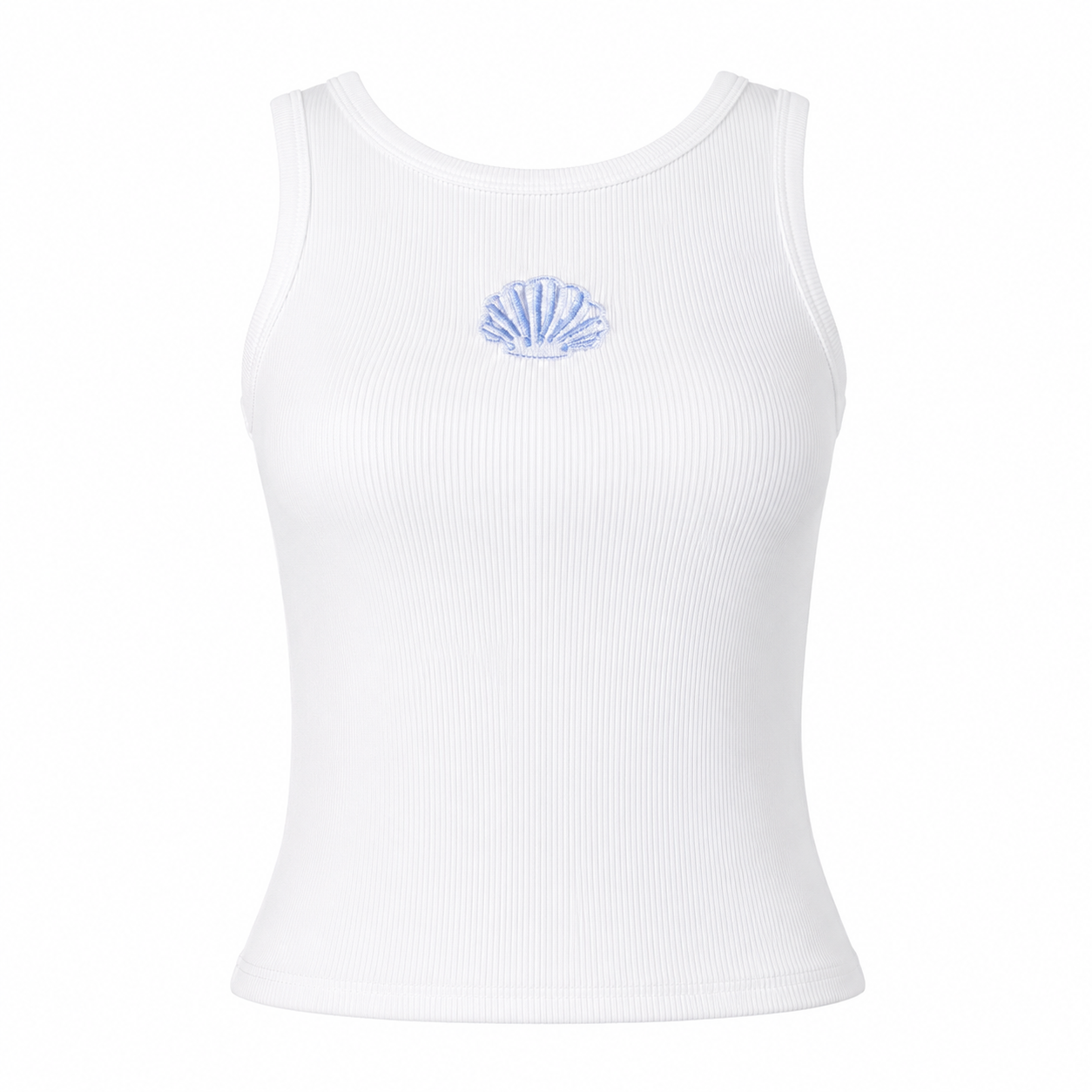 Cotton tank top with paillette sea shell
