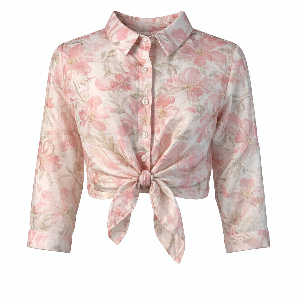 Floral printed shirt - pastel colors LOUIZA FASHION