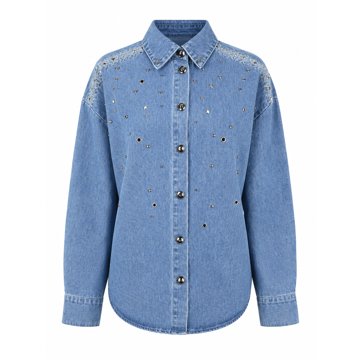 Denim shirt with studs