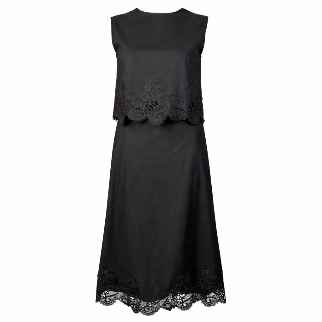 Linen set : top + skirt with dentelle LARA