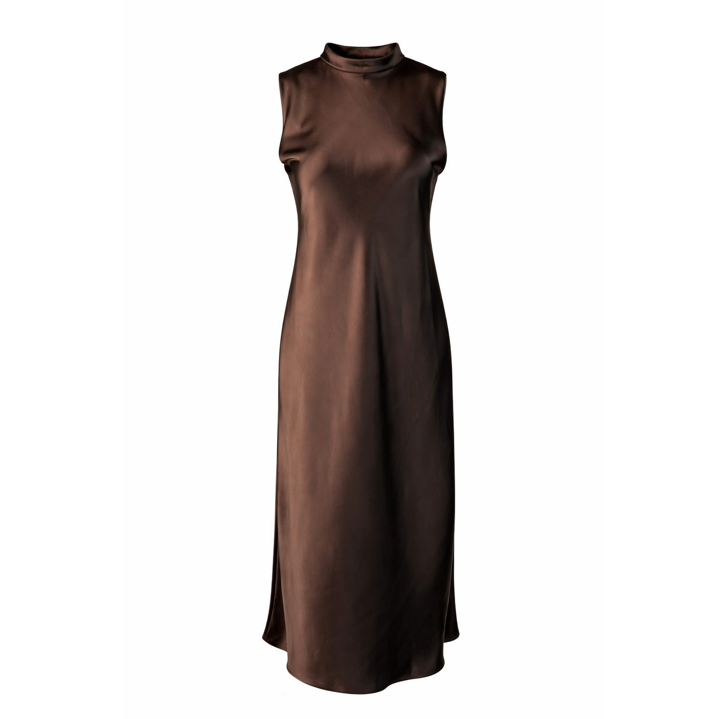 Satin maxi brown dress CHERRY BLUE