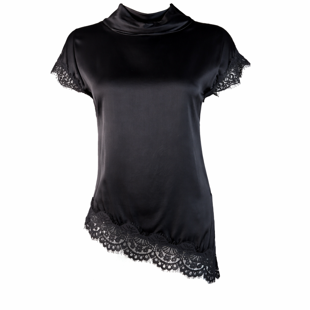 Asymmetrical satin shirt with dentelle GOLD AND GOLD