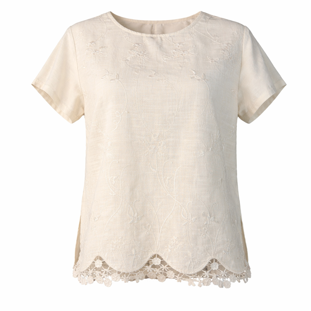 Embroidered Black, White and Apricot OLIVIA MODA