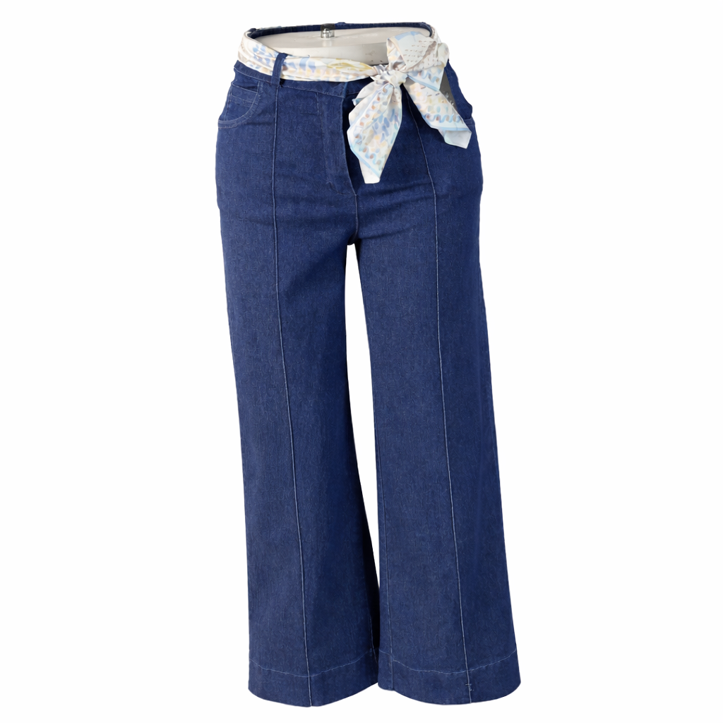 Wide legs jeans with belt scarf LOUIZA FASHION