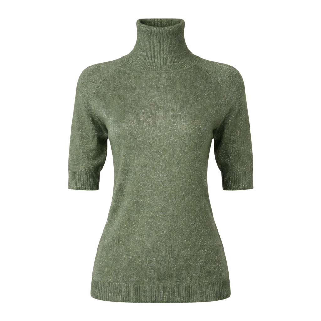 high neck metallic sweater CHERRY BLUE