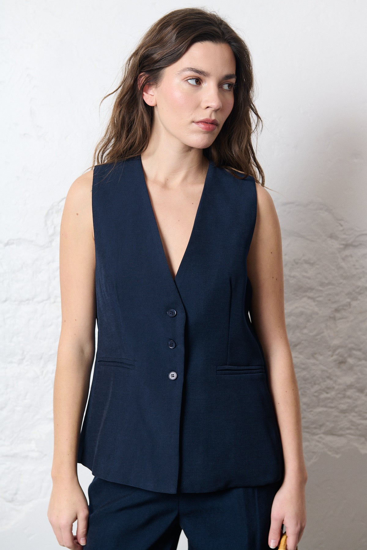 Navy blue vest open back