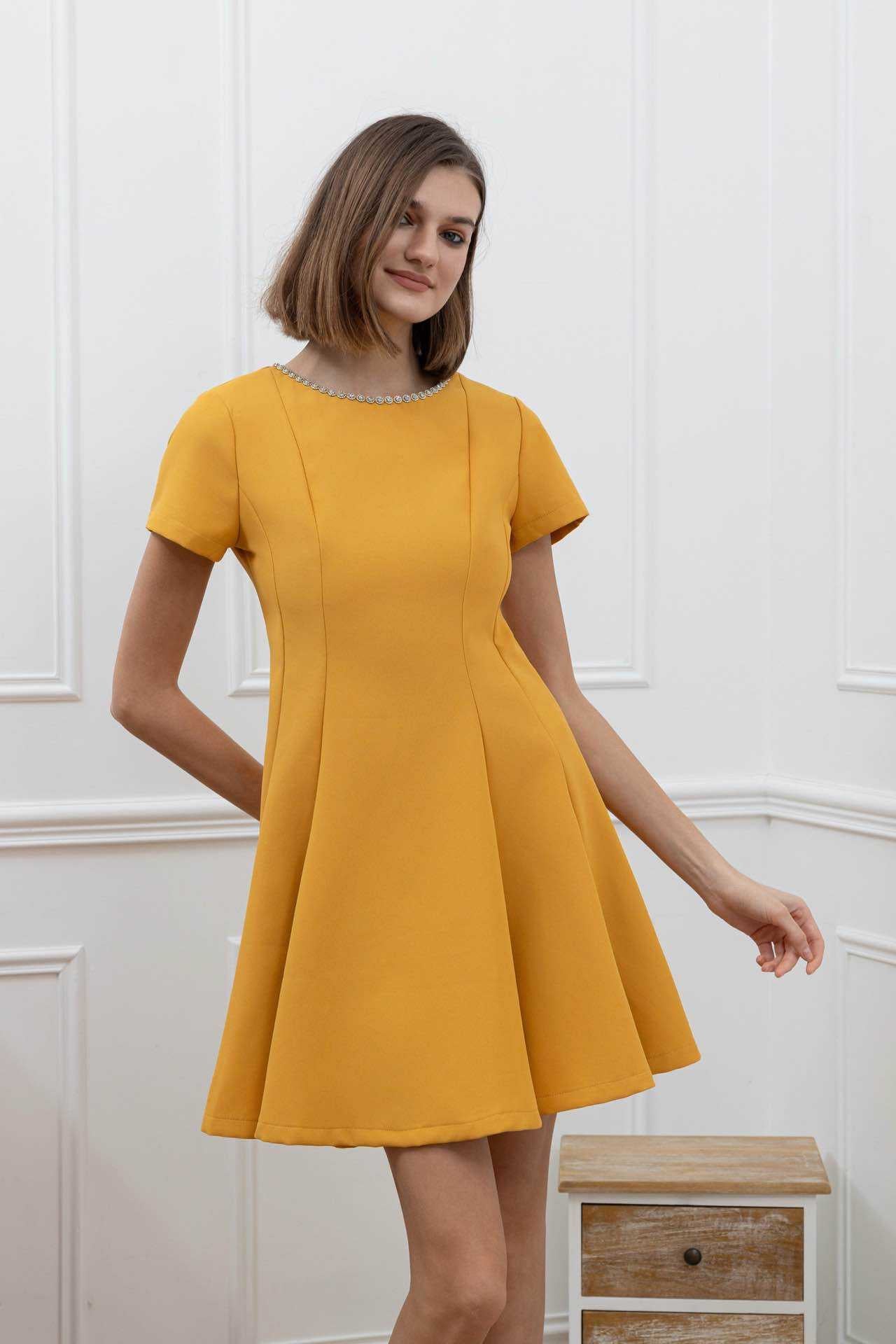 Flare dress with rhinestones
