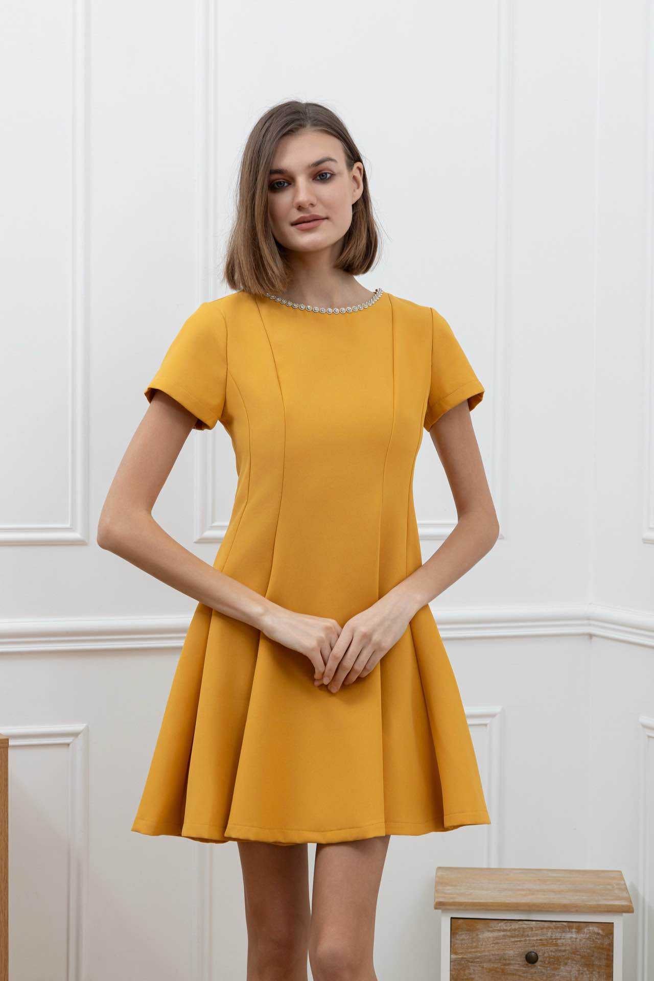 Flare dress with rhinestones