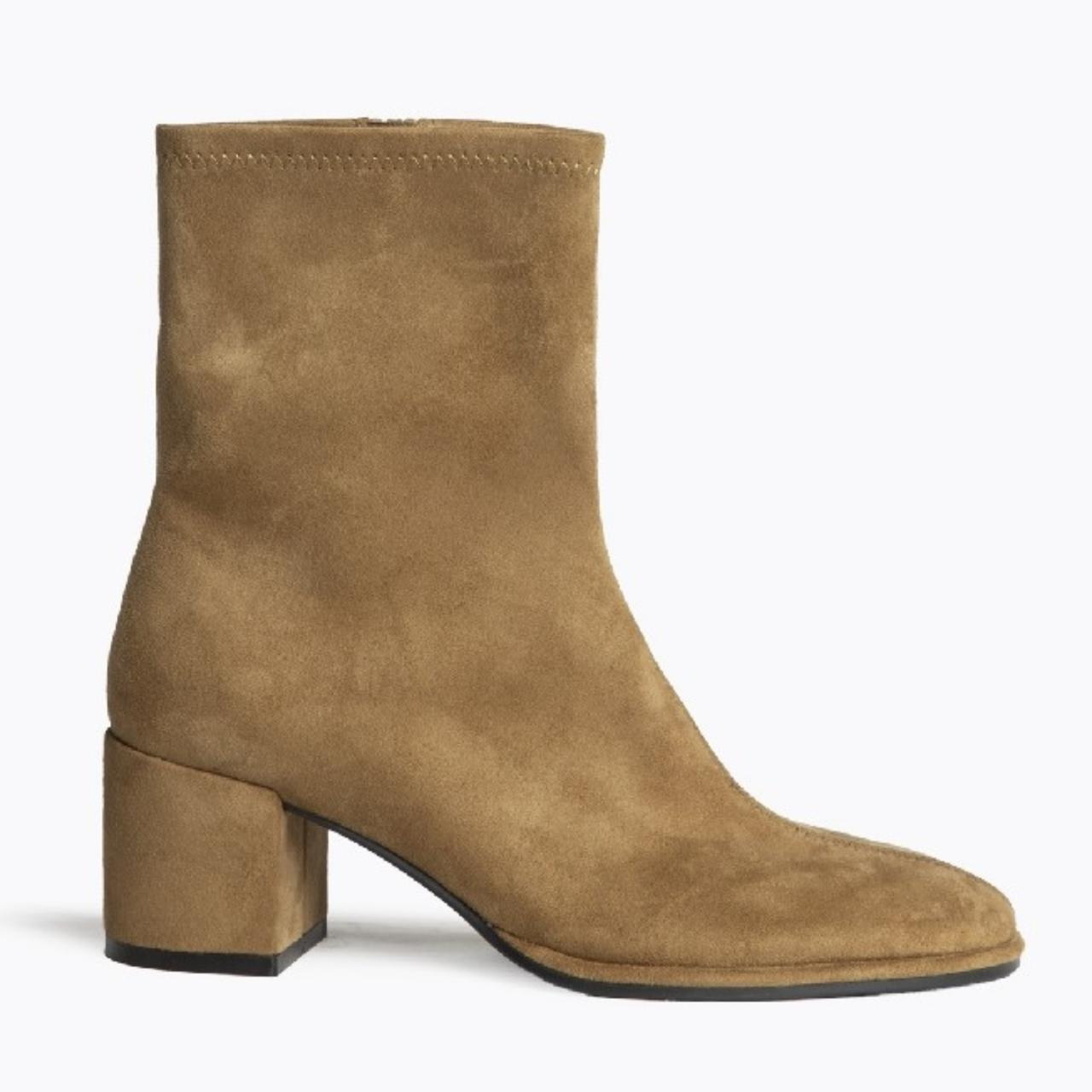 Corina Shoes Camel suede boots with block heels