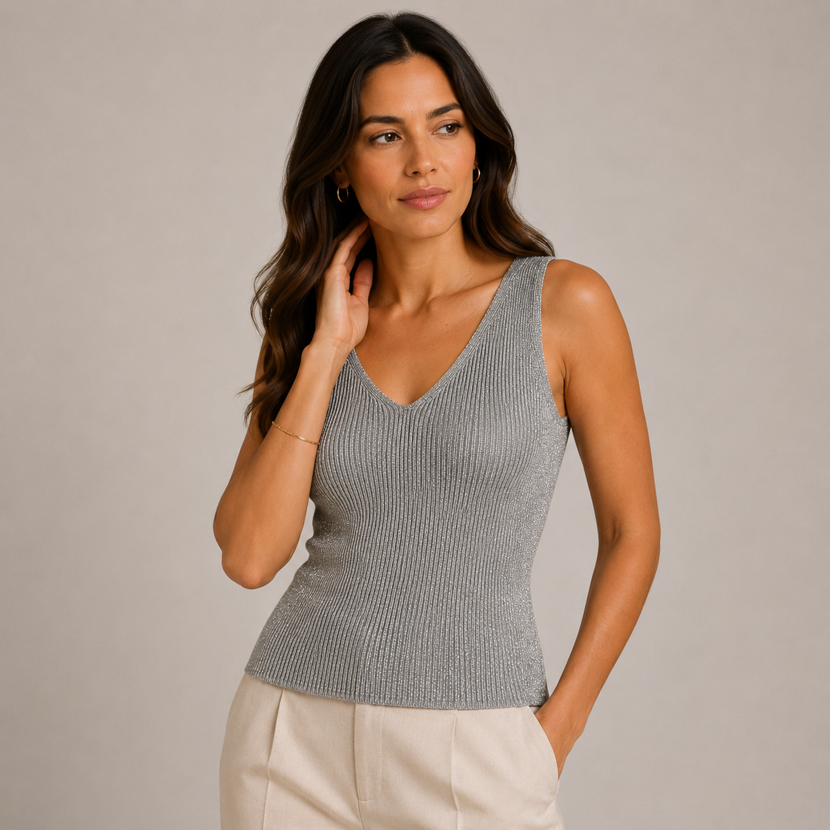 Metallic Sleeveless Top OG-1805