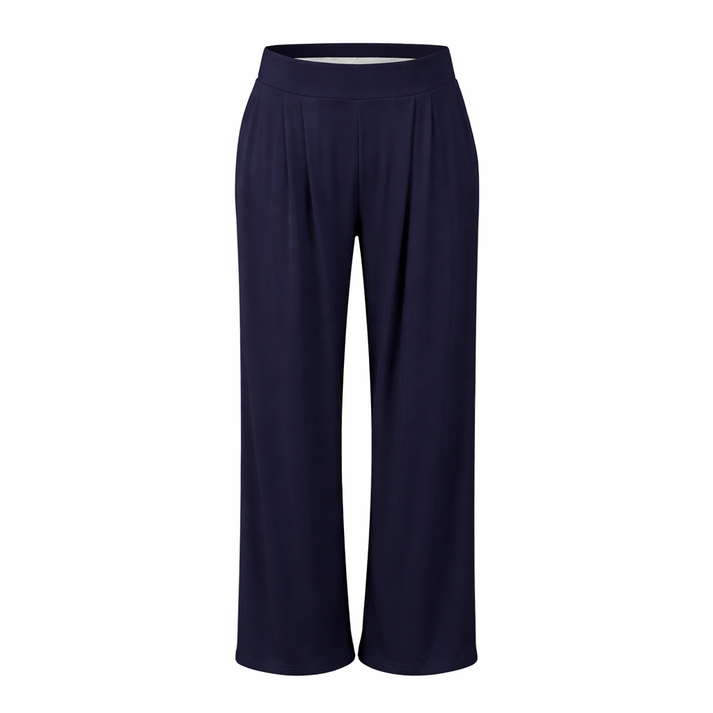 Wide legs flowing trousers with elastic waistband CHERRY BLUE