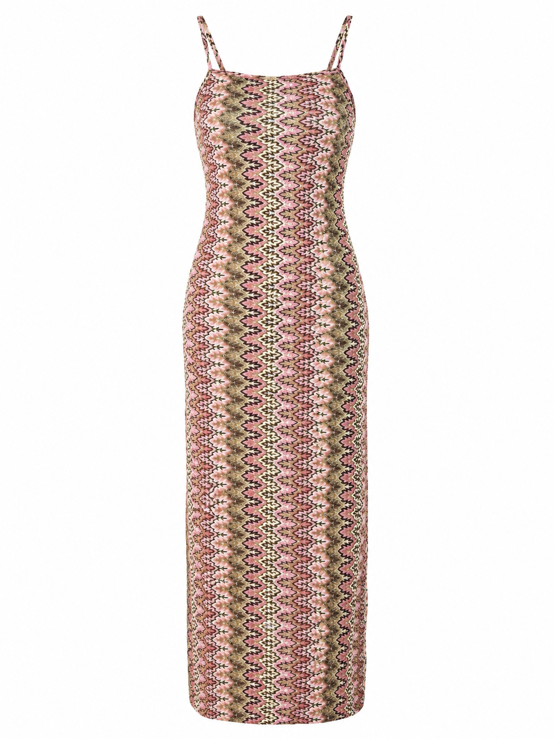 Open back missoni print dress Pink