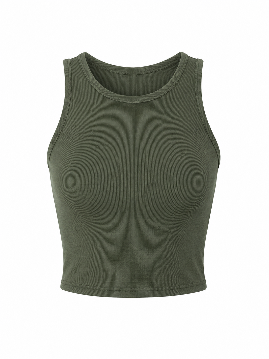 Plain viscose crop top - military green