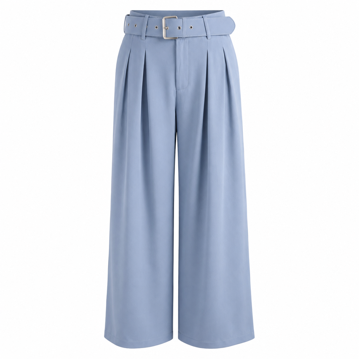 Pleated wide legs trousers with belt
