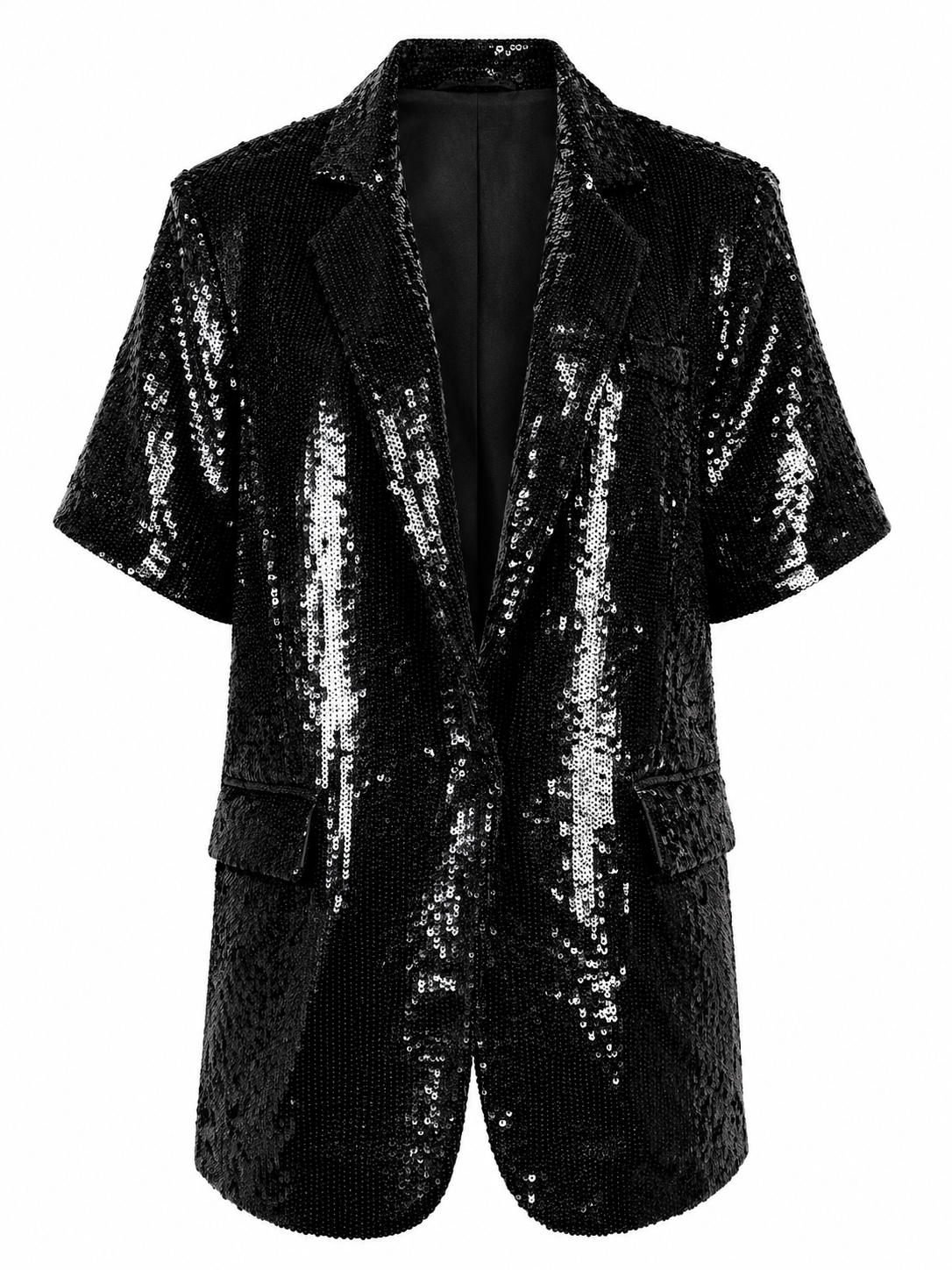 Sequined black blazer - short sleeves