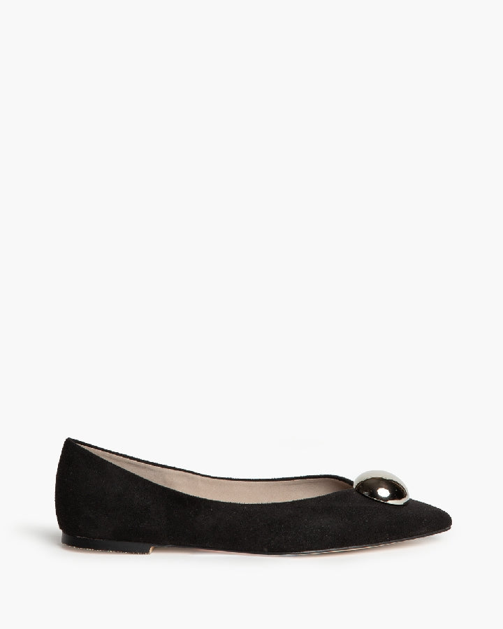Corina Women Ballerines: black + silver button CORINA