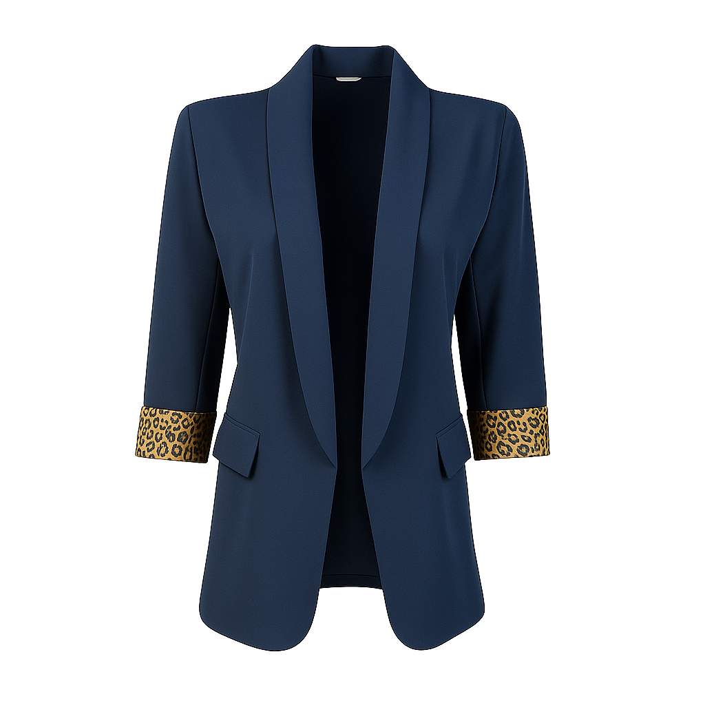 Blazer with leopard sleeves