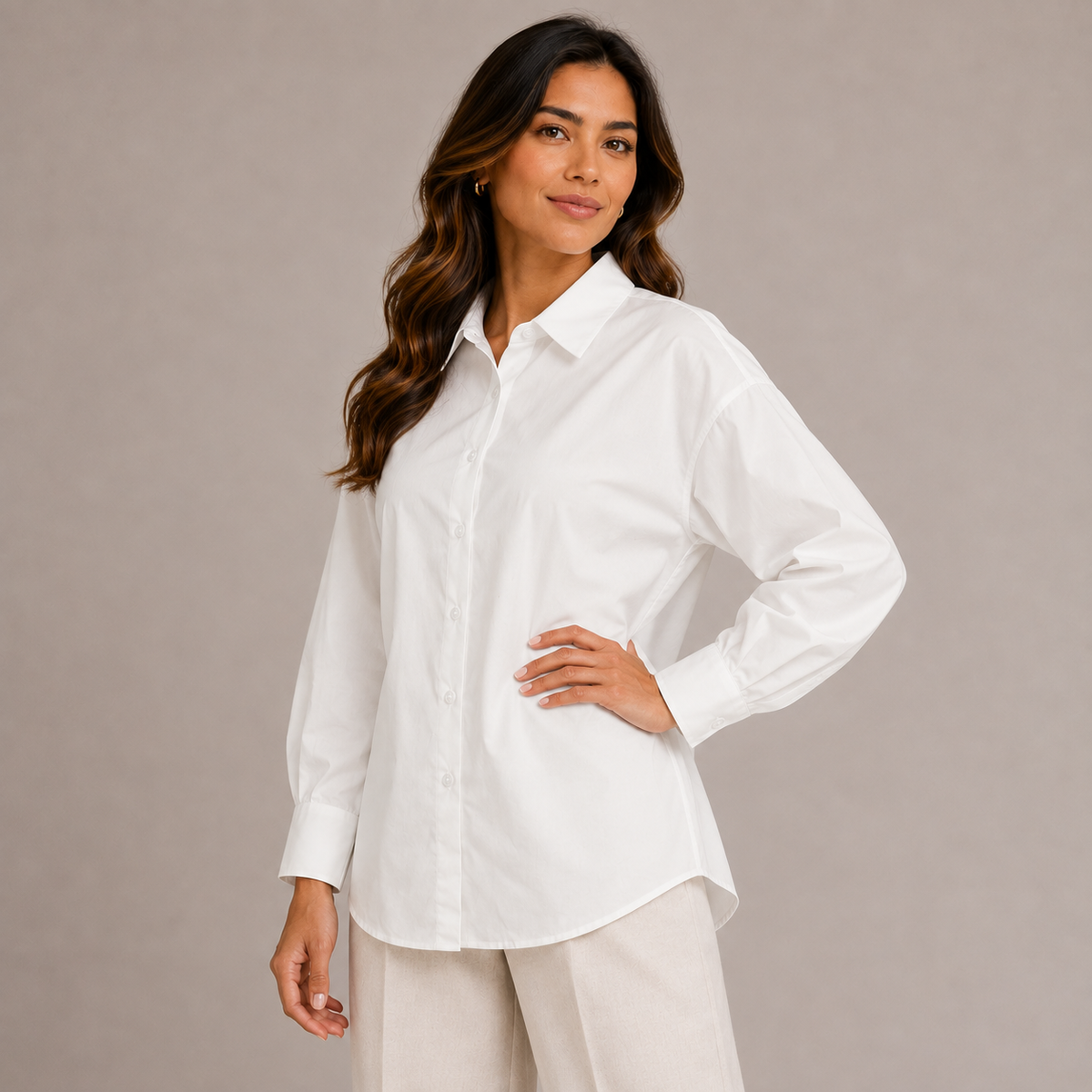 White plain oversized shirt color white