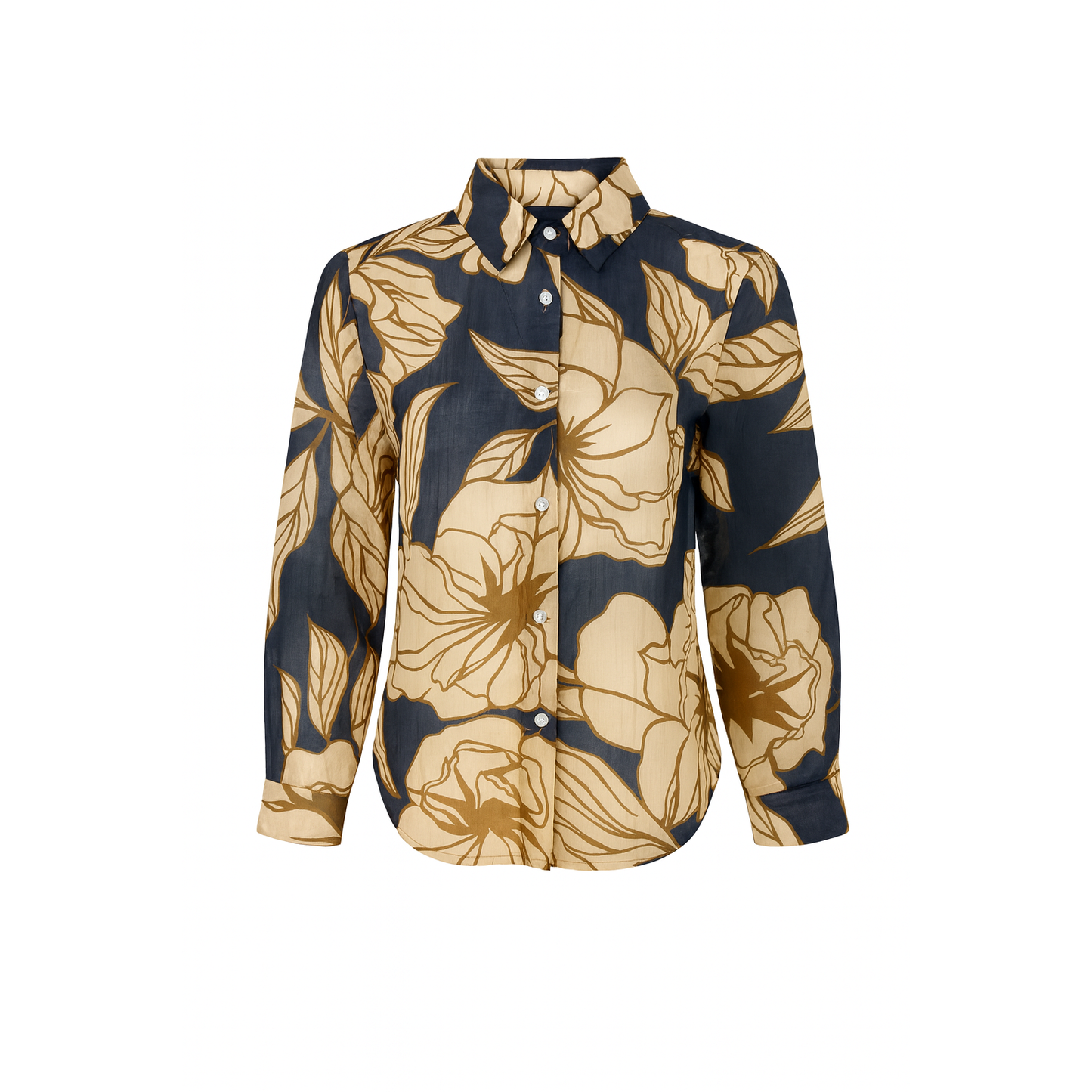 Printed viscose long sleeves shirt