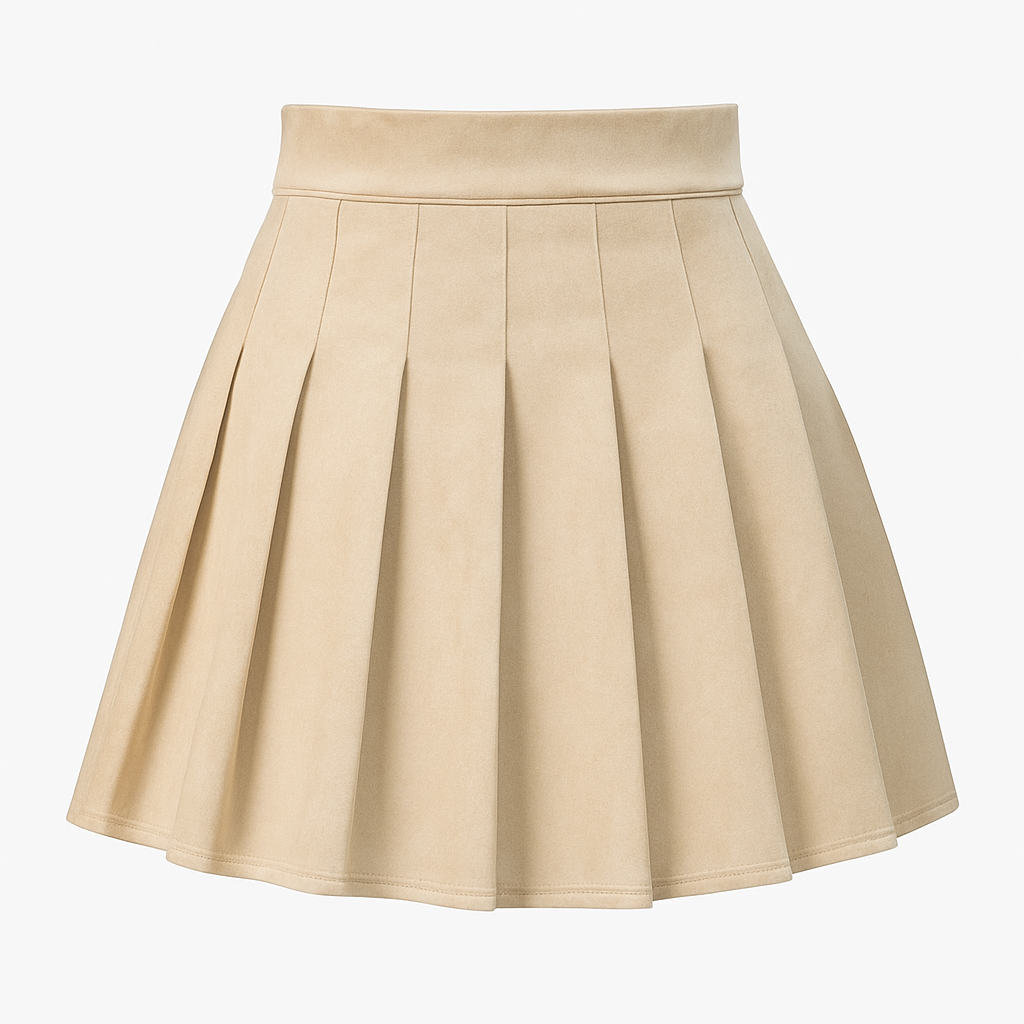 Suede pleated skirt