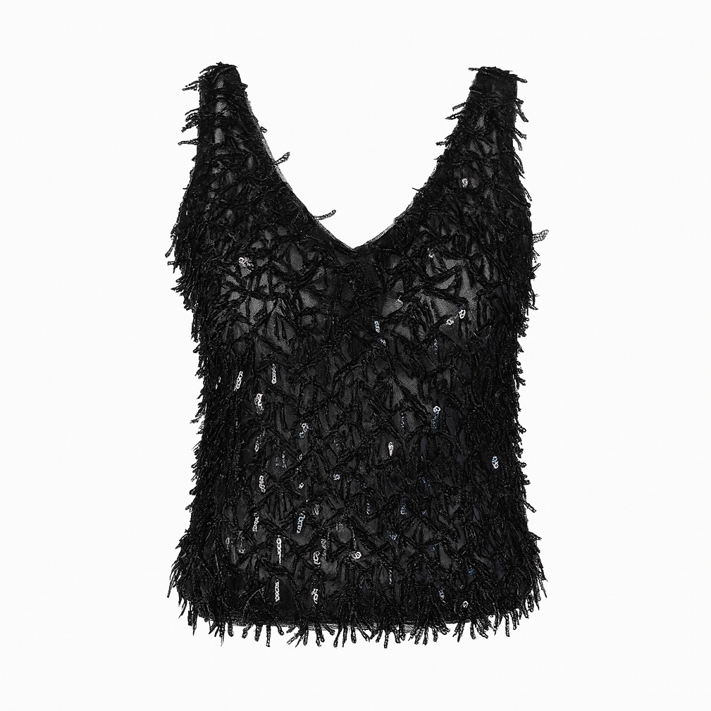 Black sequined Vneck top