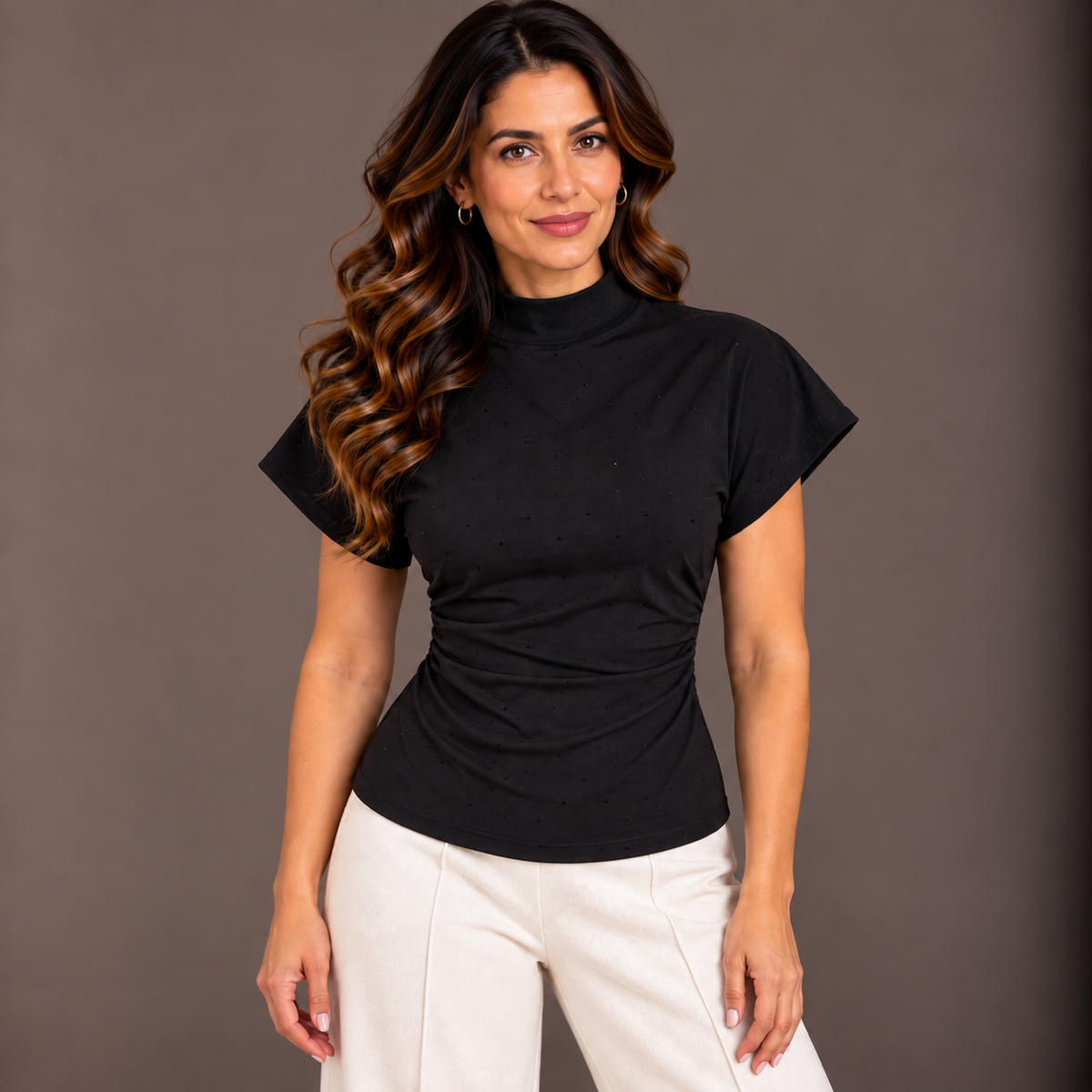 Black Draped Rhinestone Top