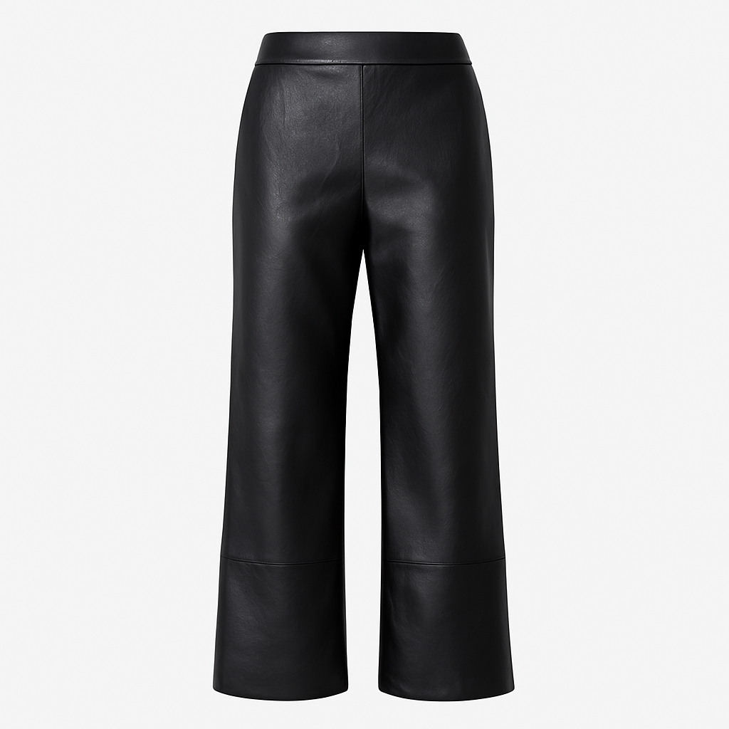 Leather pants with elastic waistband