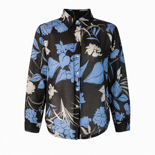 Printed viscose long sleeves shirt