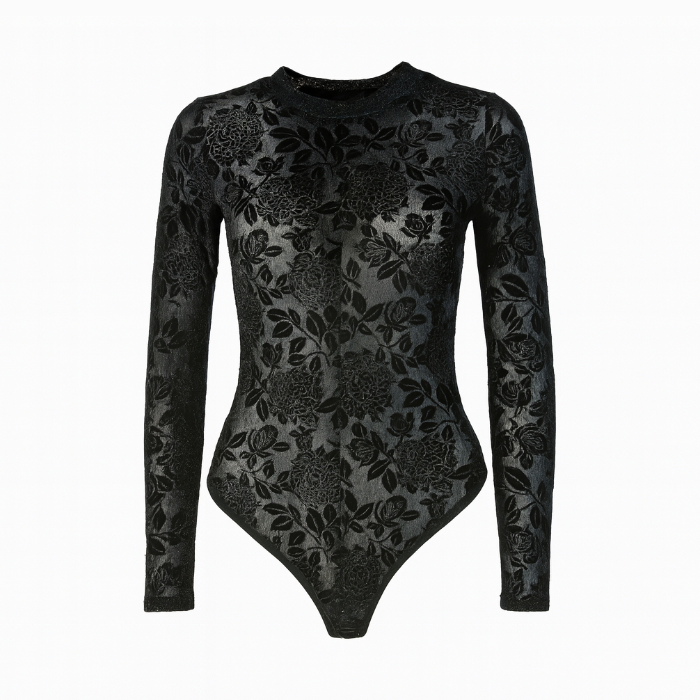 Printed black bodysuit