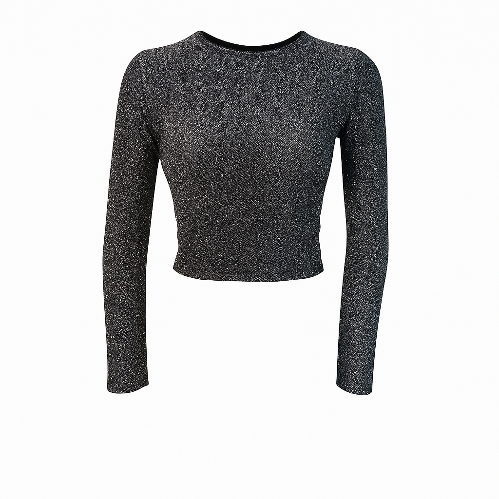 Long sleeves metallic top with silver dots