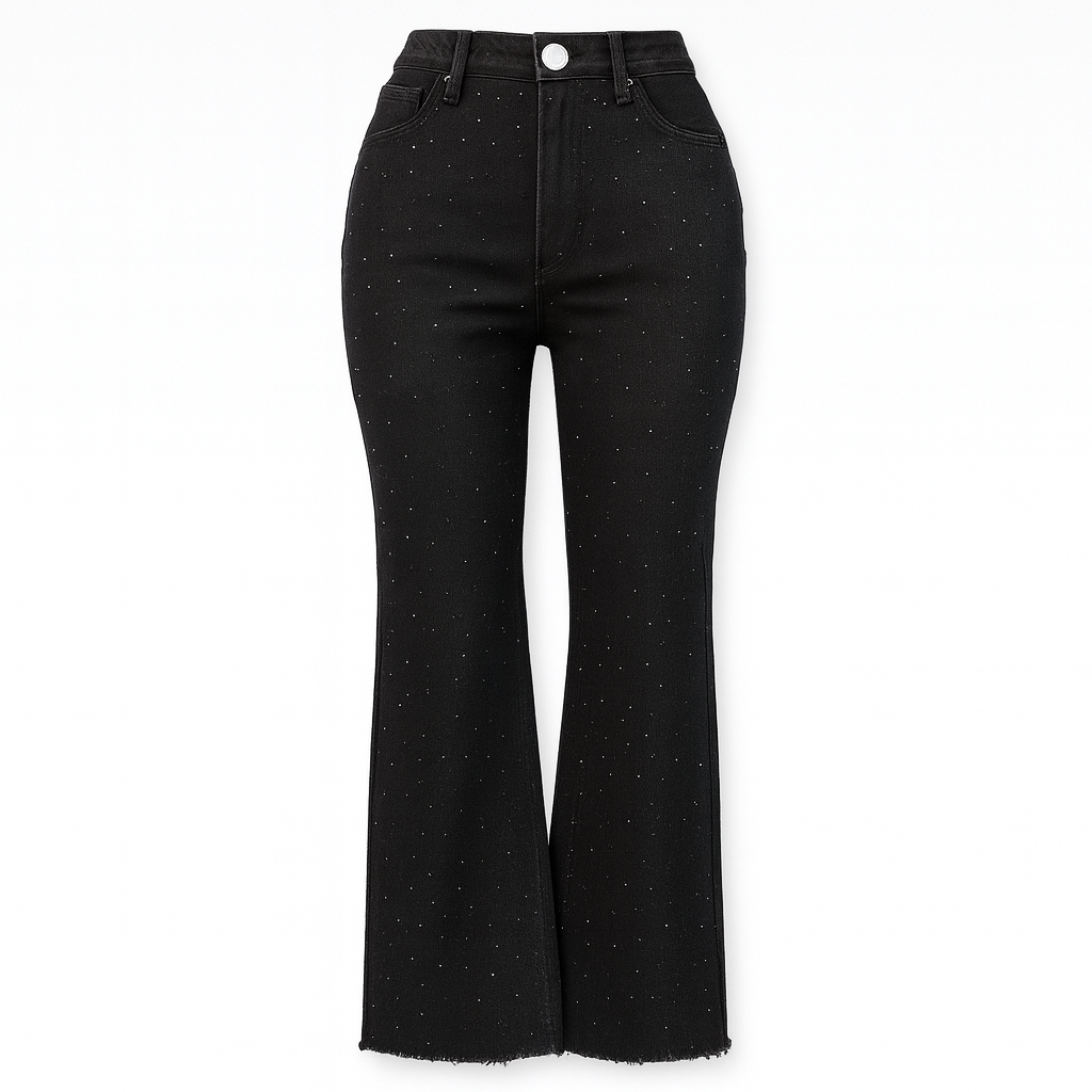 Black jeans with rhinestones