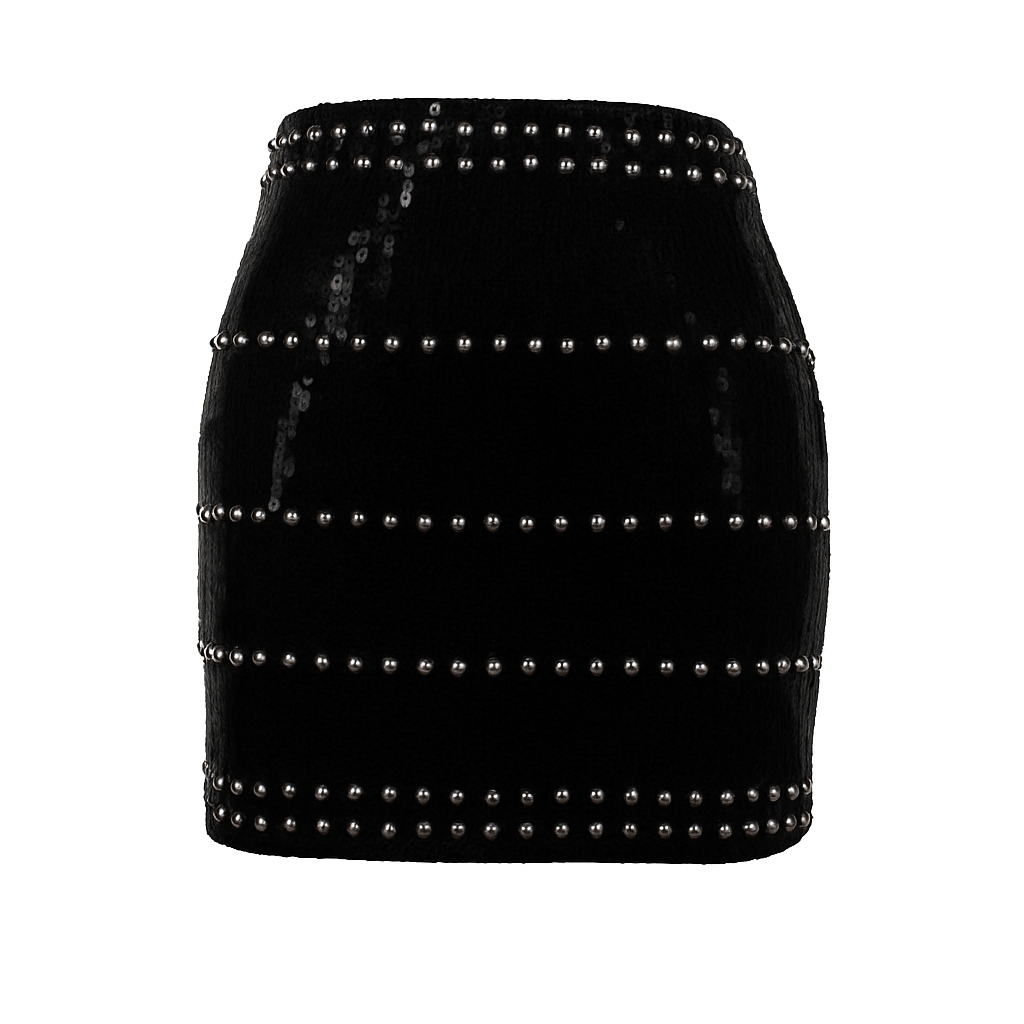 Short skirt with silver studs