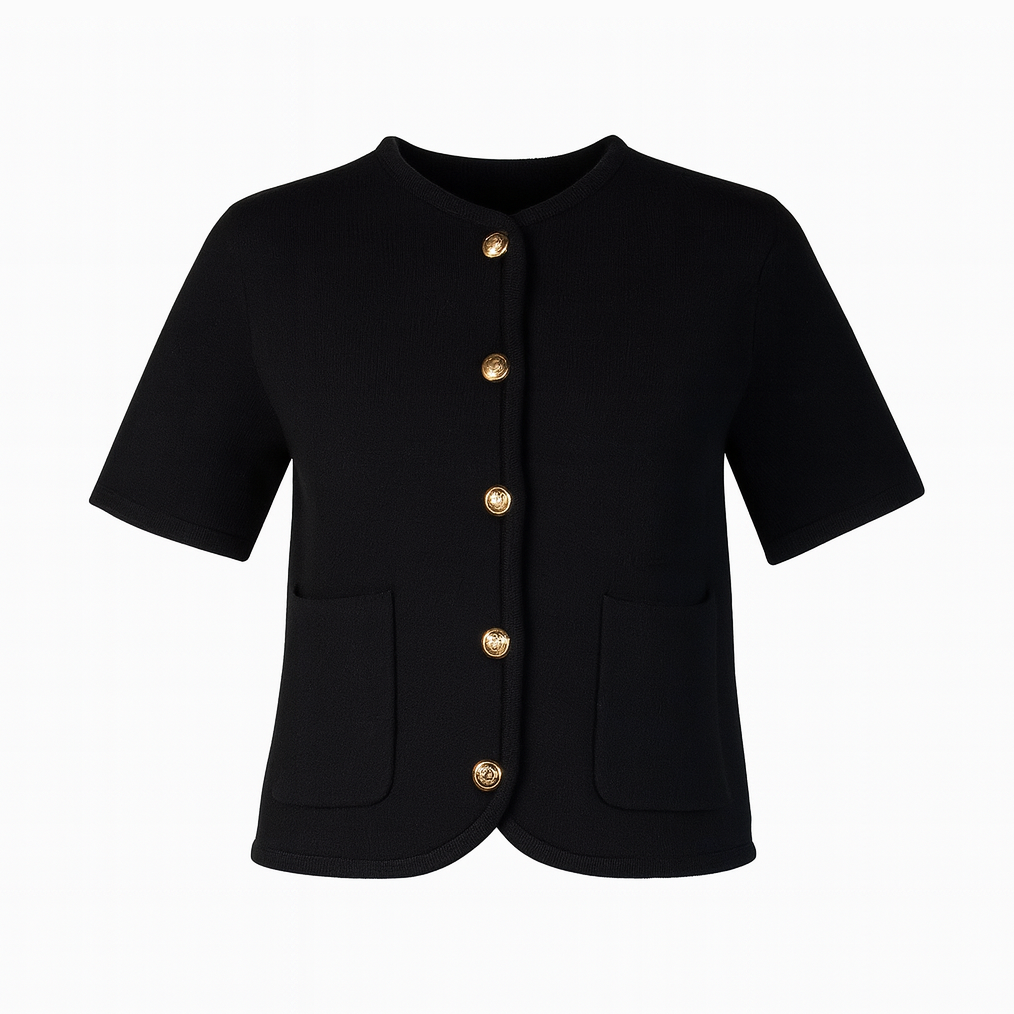 Short sleeves cardigan with gold buttons