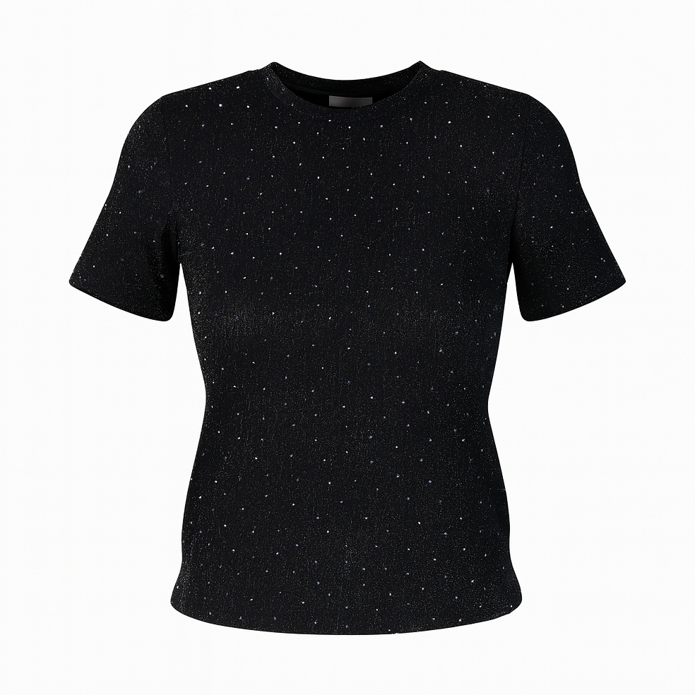 Metallic T-shirt with silver dots