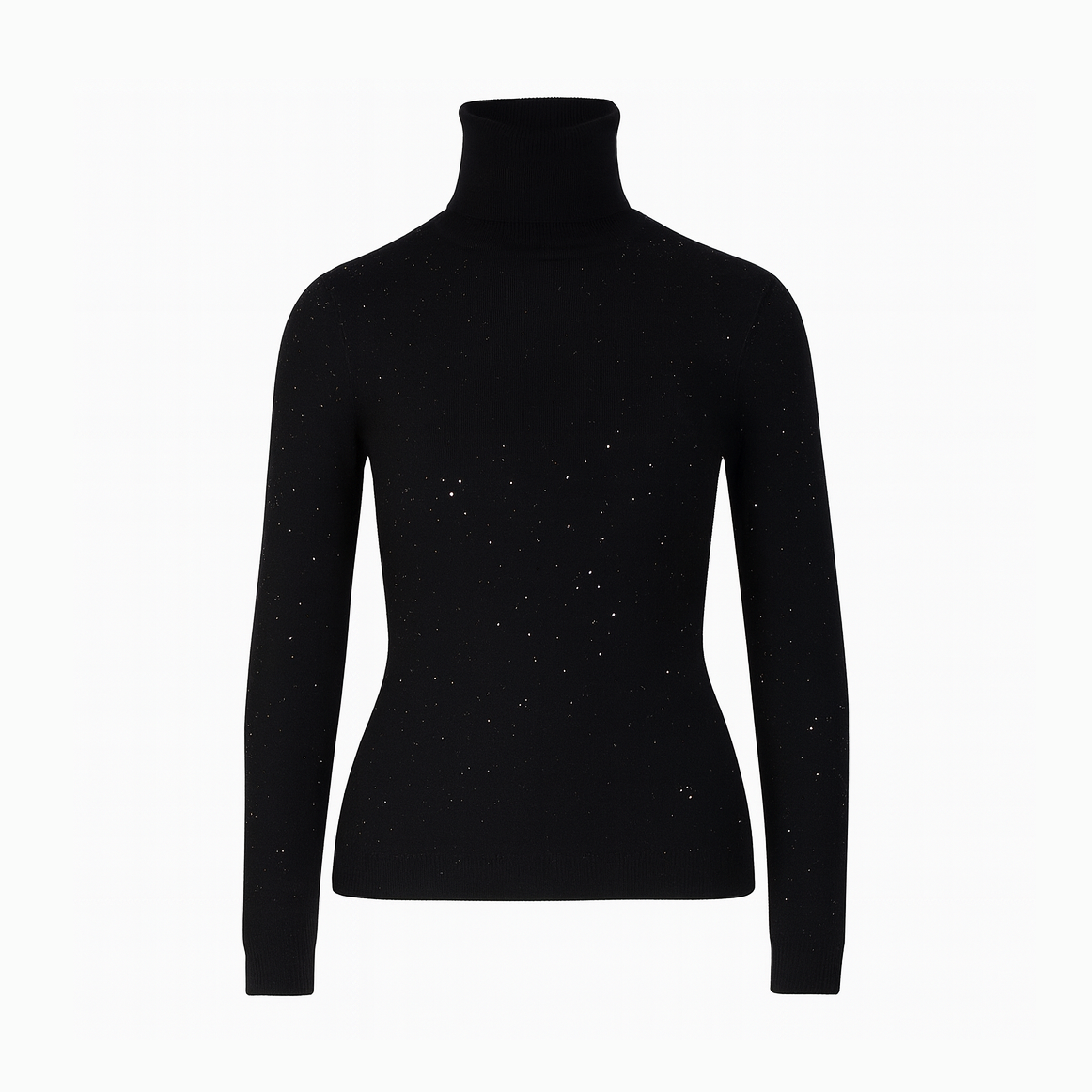 High collar knit sweater with sequins