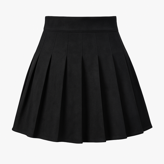Suede pleated skirt