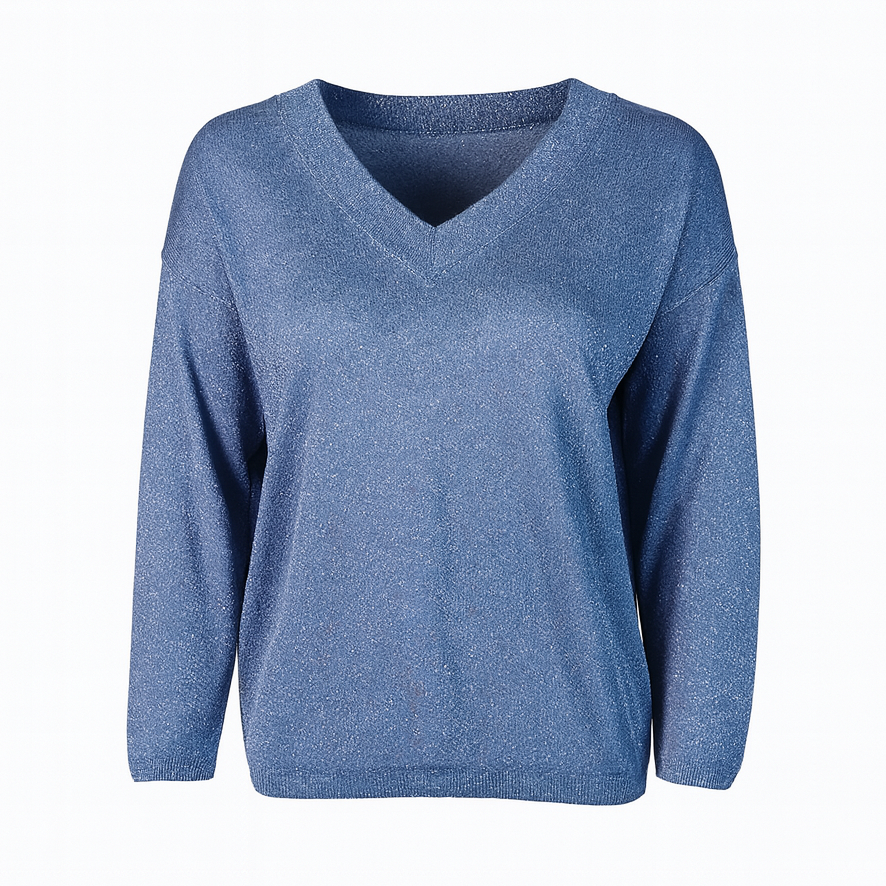 V neck metallic sweater - long sleeves GOLD AND GOLD