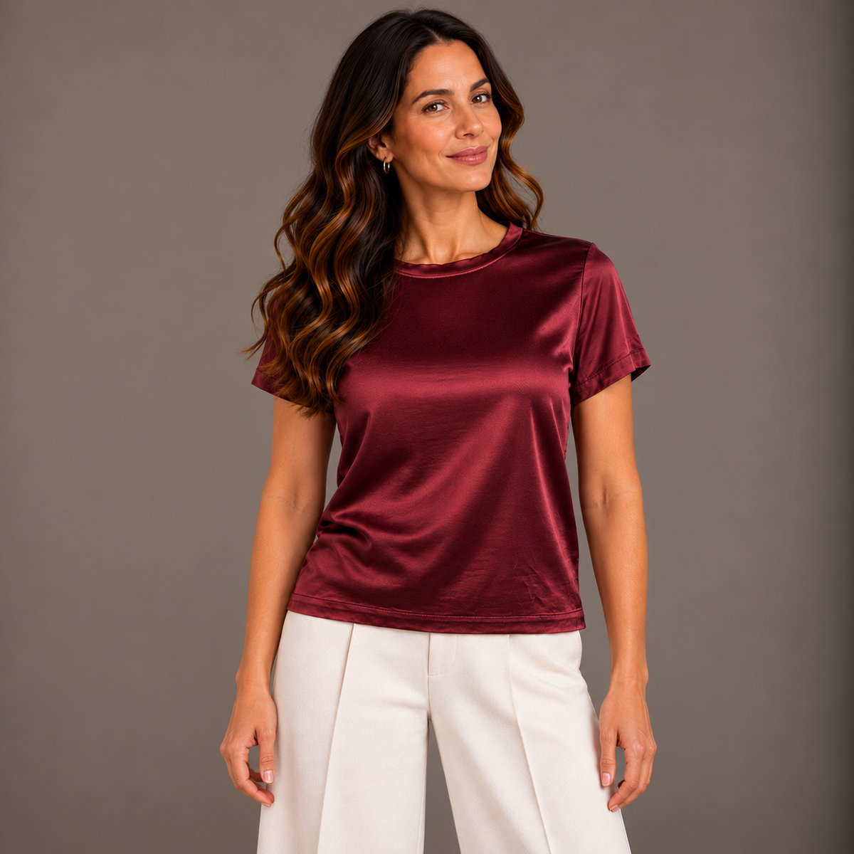 Bordeaux Viscose T-Shirt for Women