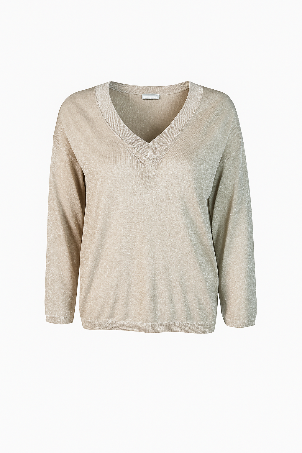 V neck metallic sweater - long sleeves GOLD AND GOLD