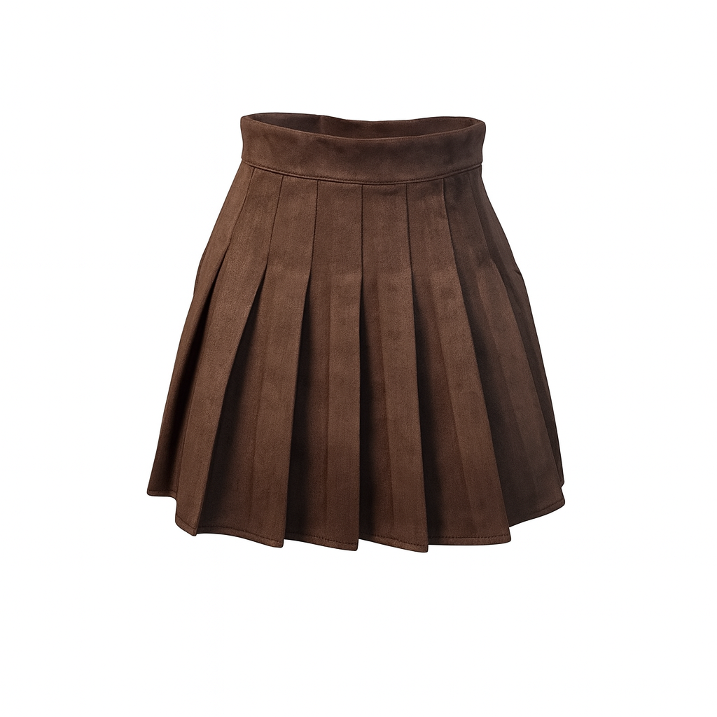 Suede pleated skirt