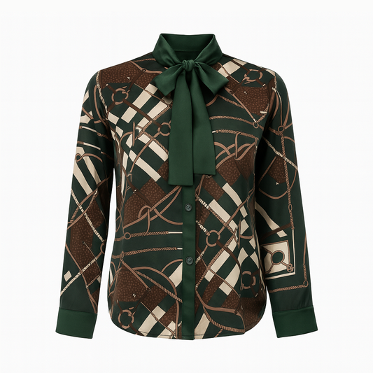 Printed shirt with bow