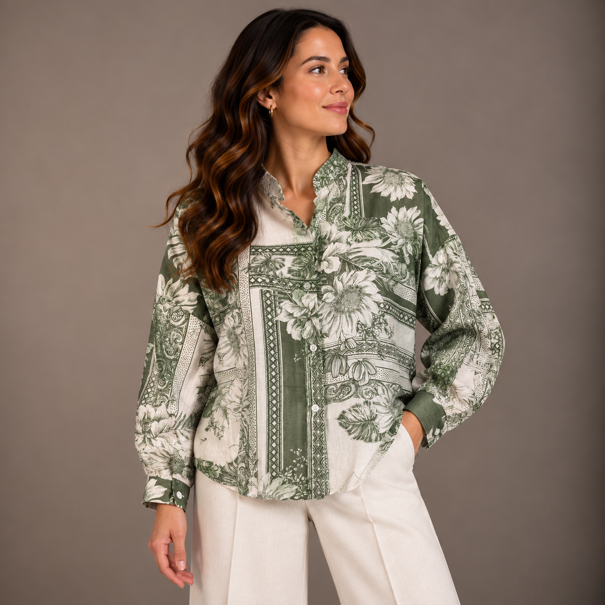 Green Printed Shirt for Women
