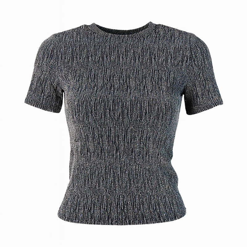 Metallic T-shirt with silver dots